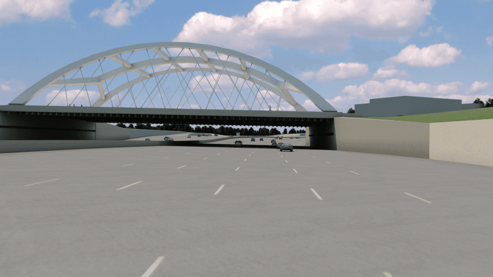 A rendering shows a completed Skillman Street bridge from I-635. (Courtesy Pegasus Link Constructors)