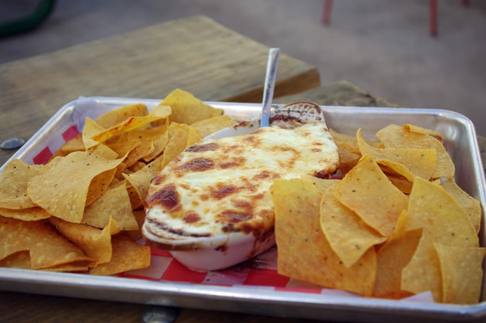 
Art-Attack ($8): A creamy blend of artichoke hearts and melted cheese is served with Cajun-seasoned tortilla chips.