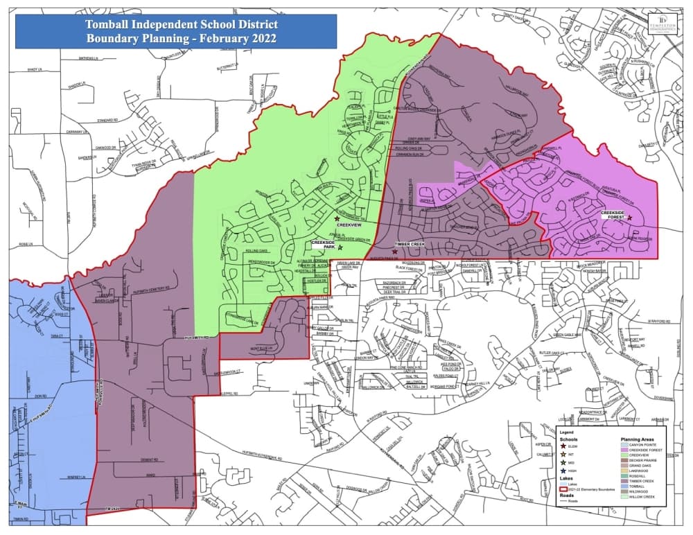 Plan B would not send students from those sections of Creekside Park. Courtesy Tomball ISD)