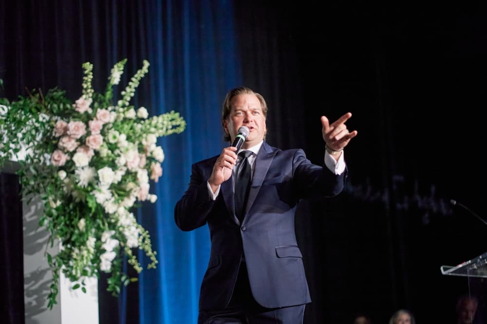 Will Murphy, Interfaith of The Woodlands board chair, spoke at the April 1 event. (Courtesy Interfaith of The Woodlands)