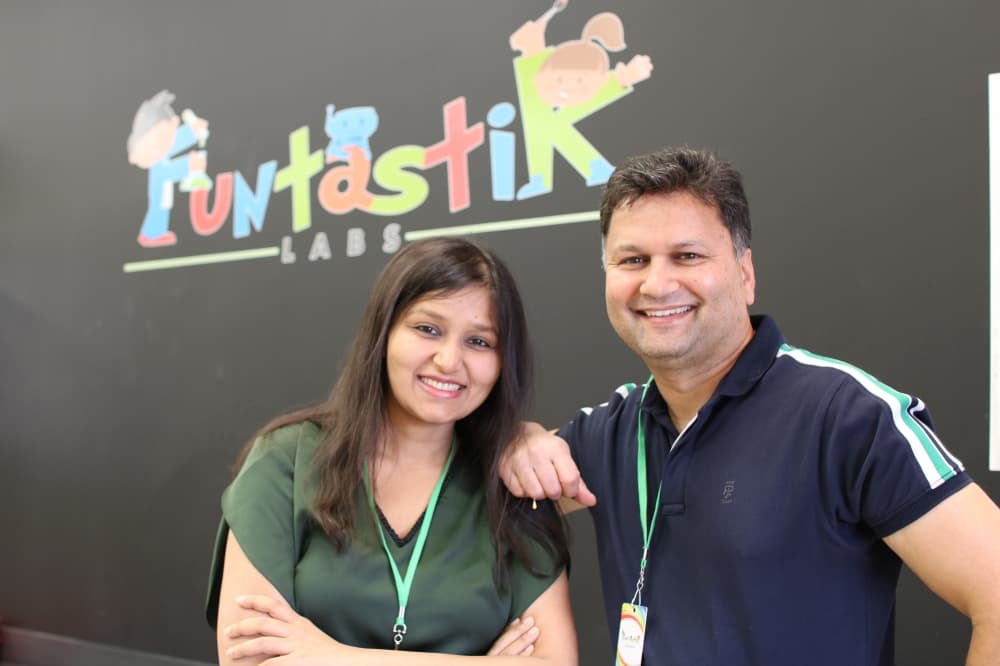 Owners Roli Sangol (left) and Raj Gupta (right) opened Funtastik Labs so that kids like theirs could delve deeper into their STEAM interests. (Courtesy Funtastik Labs)