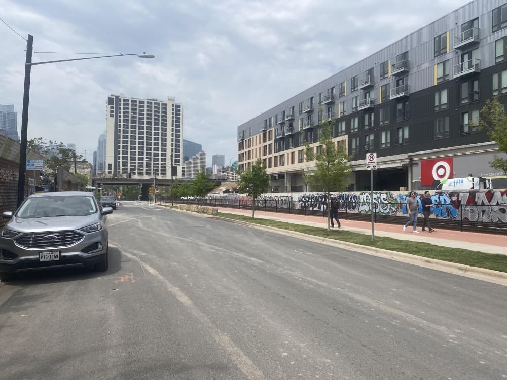 Fourth Street near Plaza Saltillo now 1-way road to increase bike, pedestrian safety