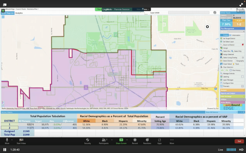 The red lines of this map show the current boundaries of wards A and B. The shaded areas show Bickerstaff's proposed adjustments to those boundaries that would put the city of Katy within the 10% population deviation required for compliance with the "one person, one vote" rule. (courtesy City of Katy)