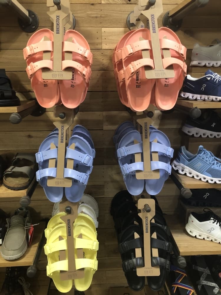 The store offers a variety of Birkenstocks and other shoe brands to choose from.