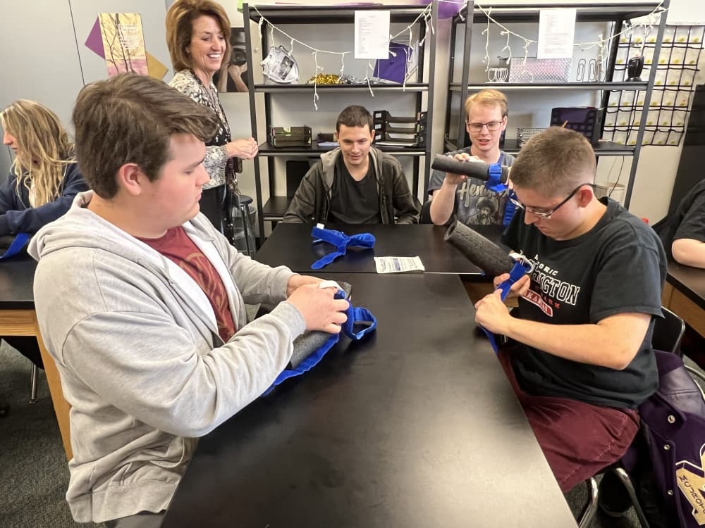 Students learned how to apply direct pressure for bleeding, how to pack a wound and how to apply a tourniquet. (Maegan Kirby/Community Impact Newspaper)