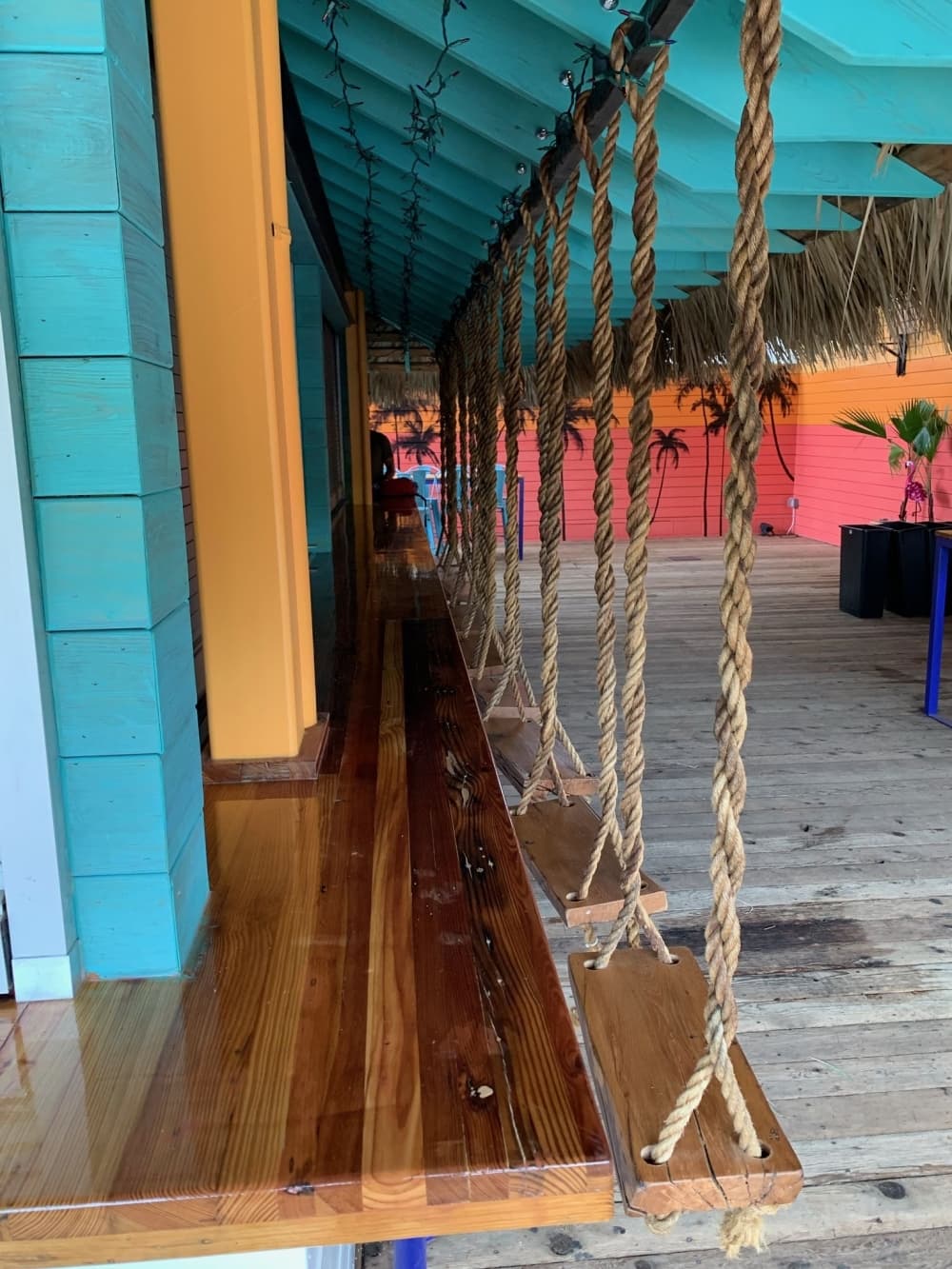 
This Old Wood built a countertop and swings for Austin bar The Cat’s Pajamas. 