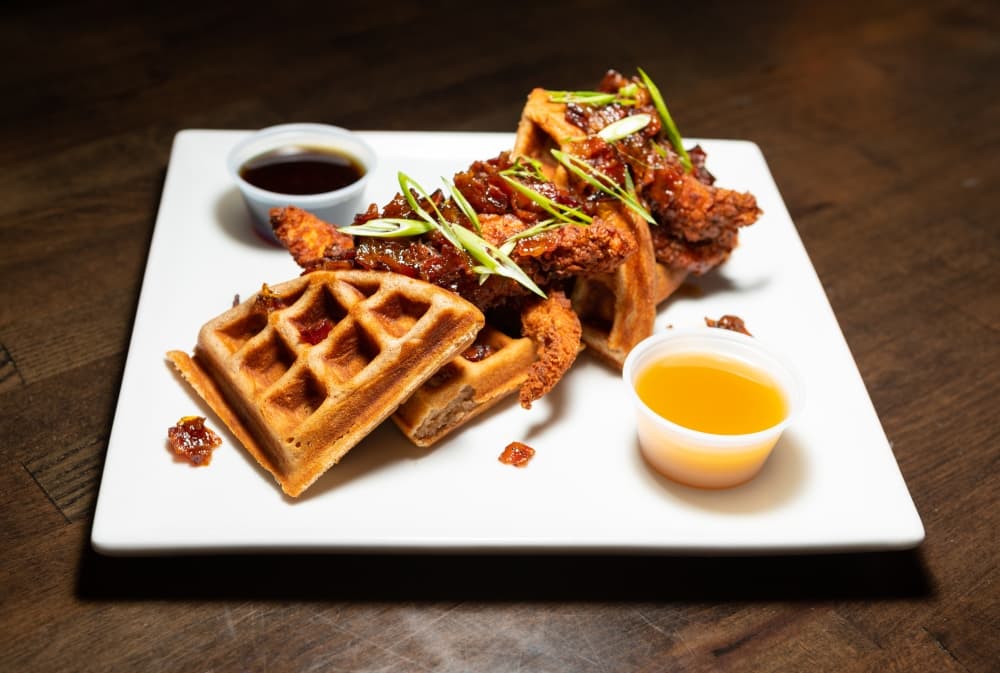 Chicken and waffles, $14.  (Courtesy Finley's Kitchen Bar)