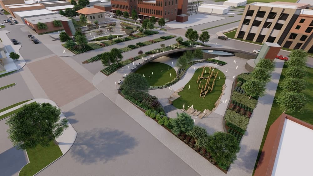 This option shows how the park could be constructed underneath SH 5, and was the second option presented. (Rendering courtesy Kimley-Horn)