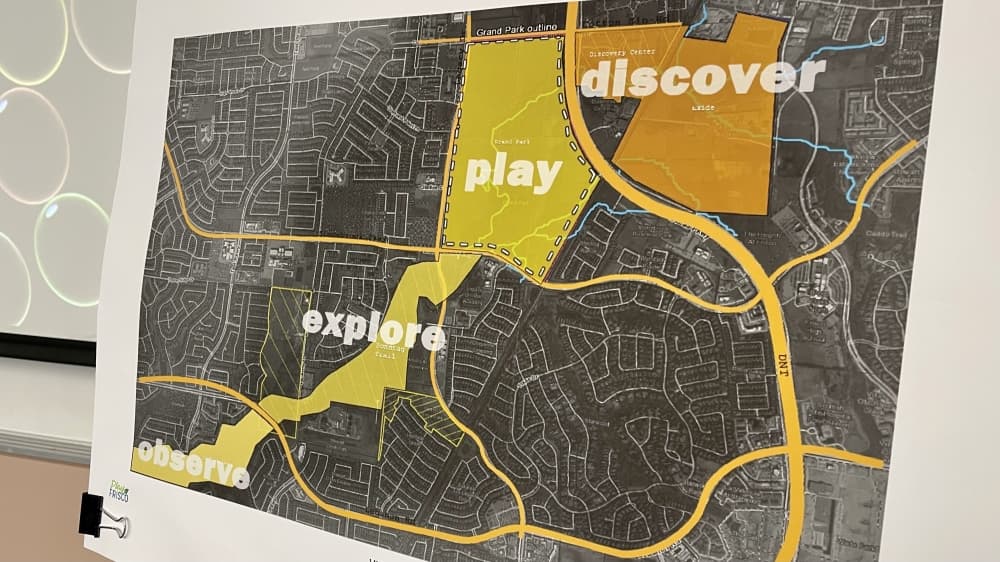 The first three phases will be developed within the western region of Grand Park, according to Coates. Work within the northeastern region is dependent upon the completed cleanup of the former Exide Technologies battery recycling plant. (Matt Payne/Community Impact Newspaper)