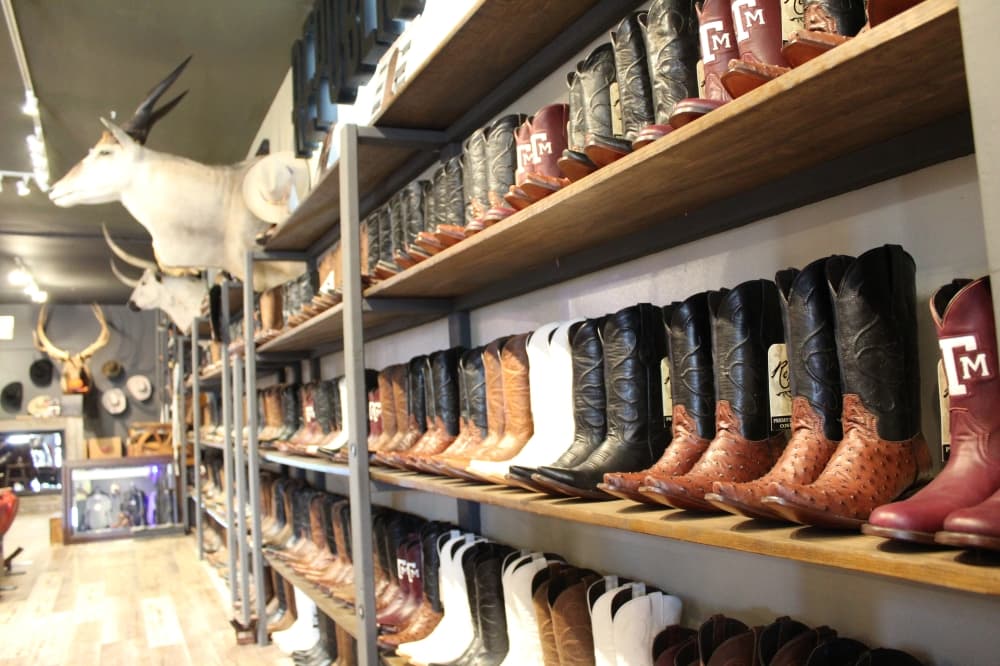 Republic Boot Company offers an array of readymade boots in addition to custom boot-making services. (Shawn Arrajj/Community Impact Newspaper)