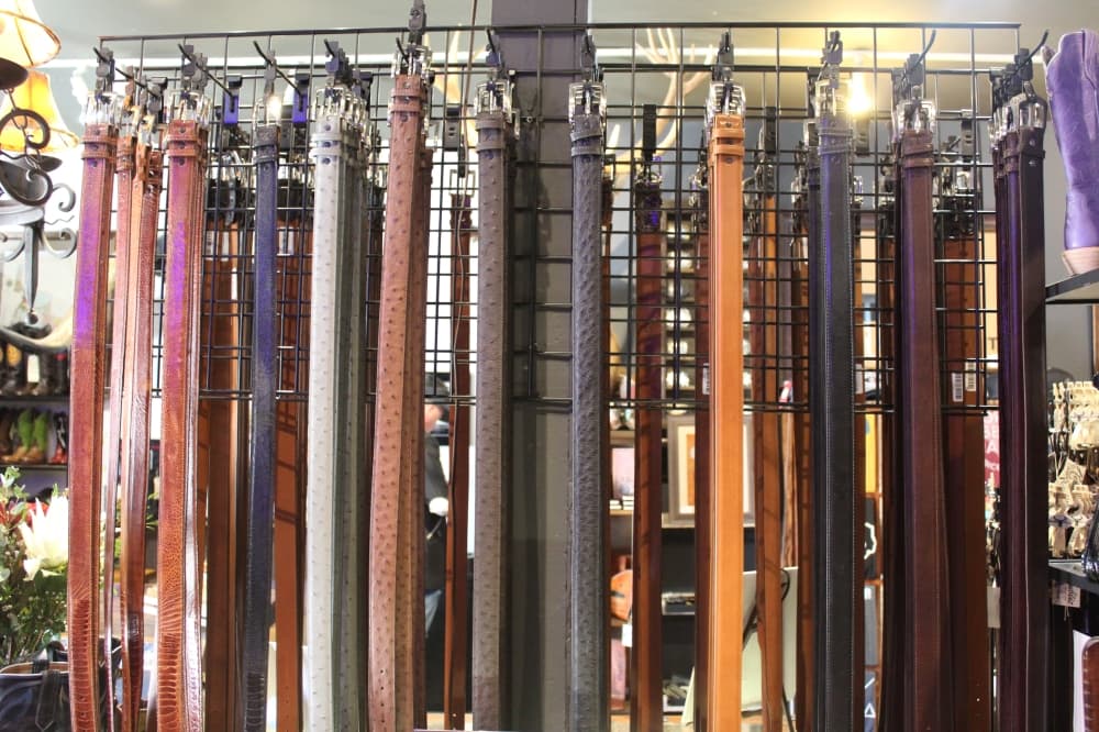In addition to boots, the store also offers belts, bags, gun cases and tally books, all made out of leather. (Shawn Arrajj/Community Impact Newspaper)