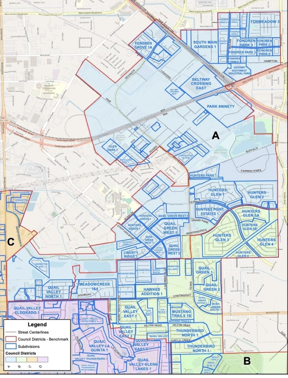 Missouri City new District A boundaries (Courtesy city of Missouri City)