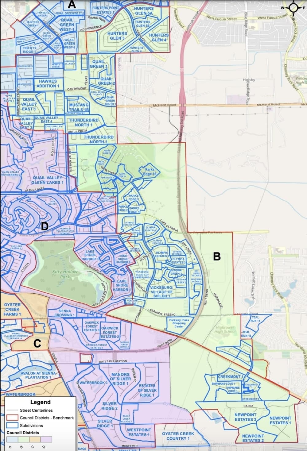 Missouri City new District B boundaries (Courtesy city of Missouri City)