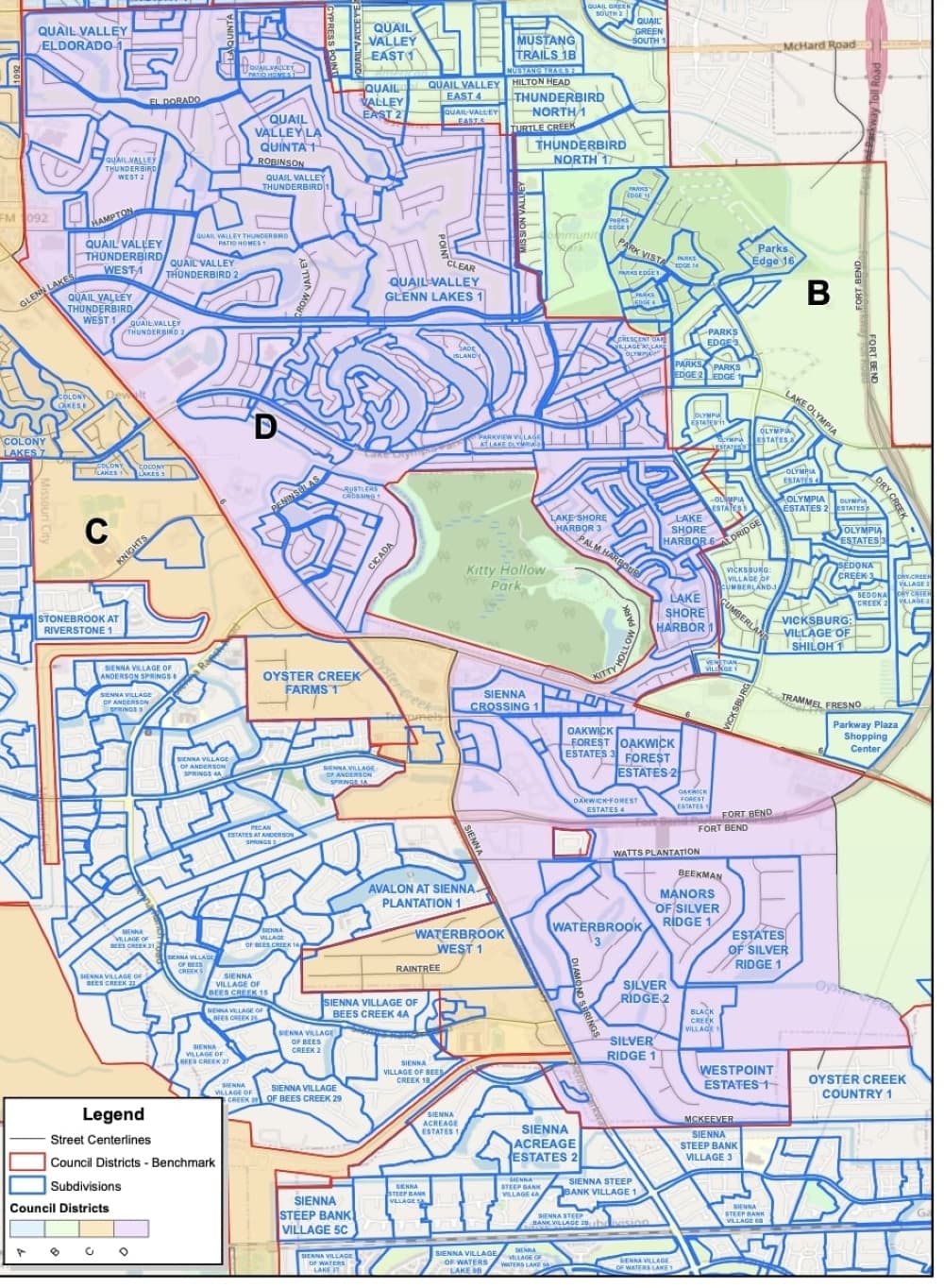 Missouri City new District D boundaries (Courtesy city of Missouri City)