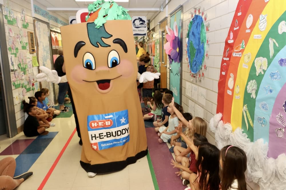 H-E-Buddy visited the campus as part of the award celebrations. (Courtesy New Braunfels ISD)