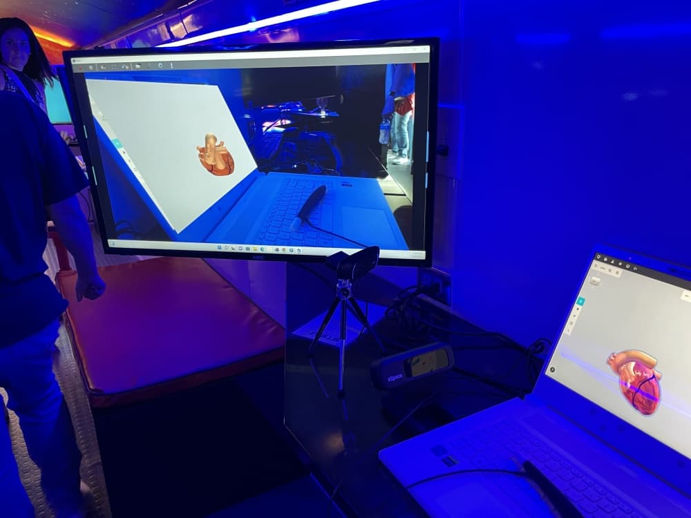 Some of the features on the Alvin ISD STEM Explorer Bus are augmented reality. (Andy Yanez/Community Impact Newspaper)