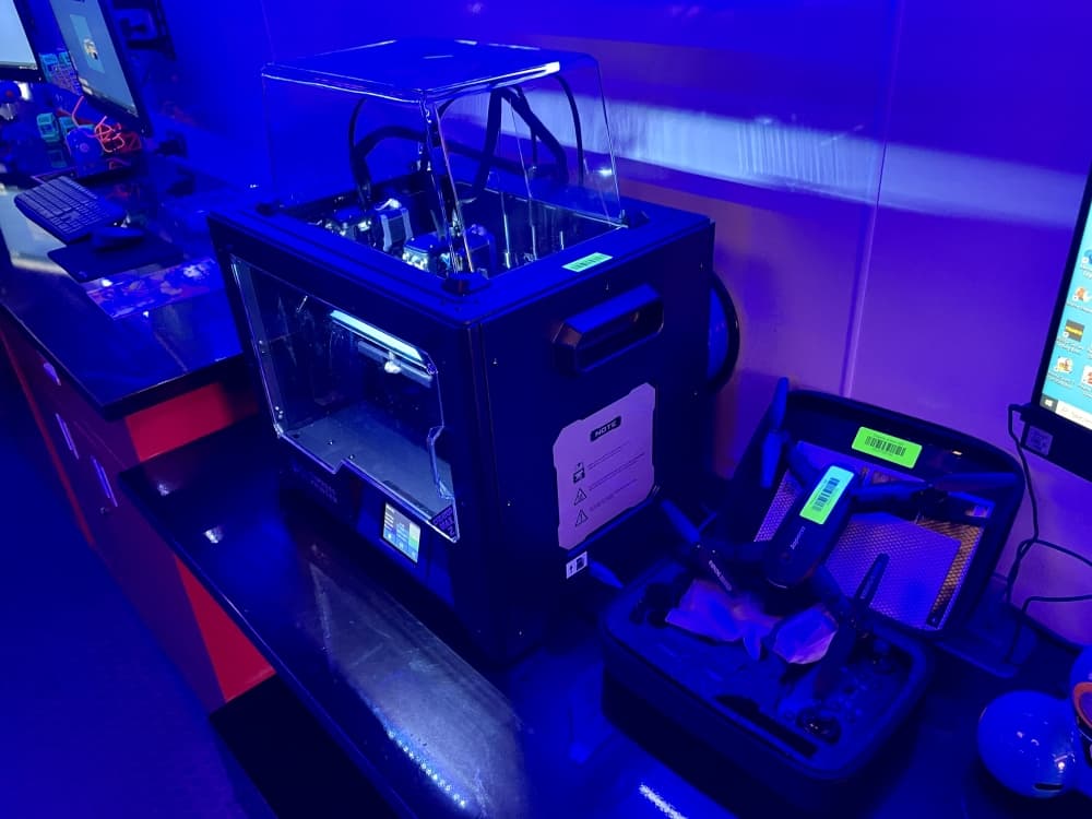 The Alvin ISD STEM Explorer Bus includes a 3D printer and drones. (Andy Yanez/Community Impact Newspaper)