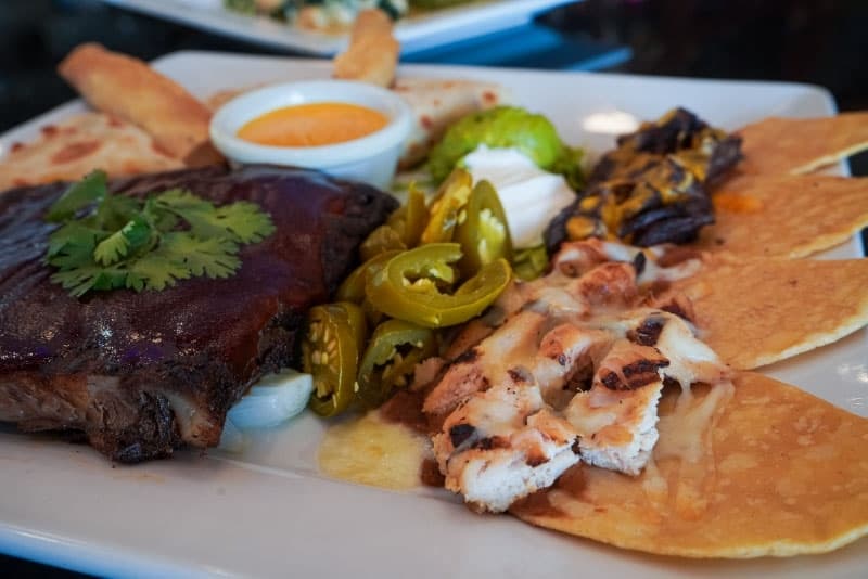 El Chaparro Sampler• ($21) allows customers to test the waters with ribs, chicken and beef nachos, and mixed quesadillas. (Christopher Goodwin/Community Impact Newspaper)