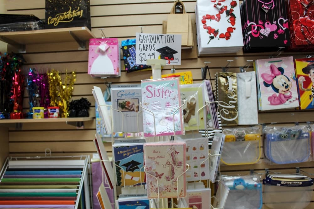 The shop also sells greeting cards ($2.49) for special occasions. (Bailey Lewis/Community Impact Newspaper)