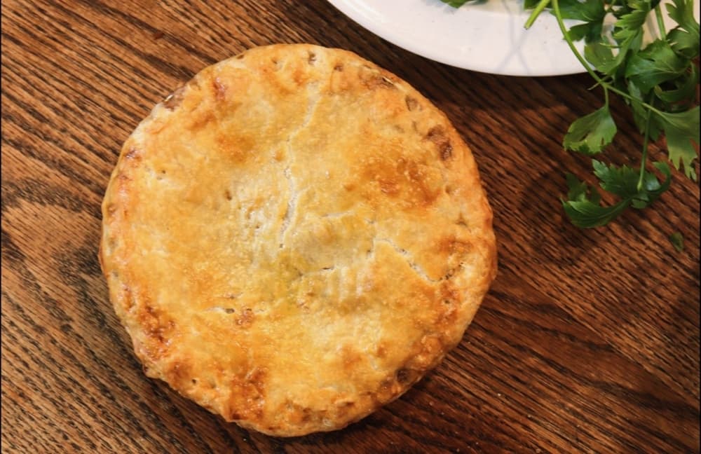 The Original Gumbo Pot Pie ($13.50): A flakey homemade pie crust is filled with chicken and shrimp gumbo. (Courtesy House of Roux) 