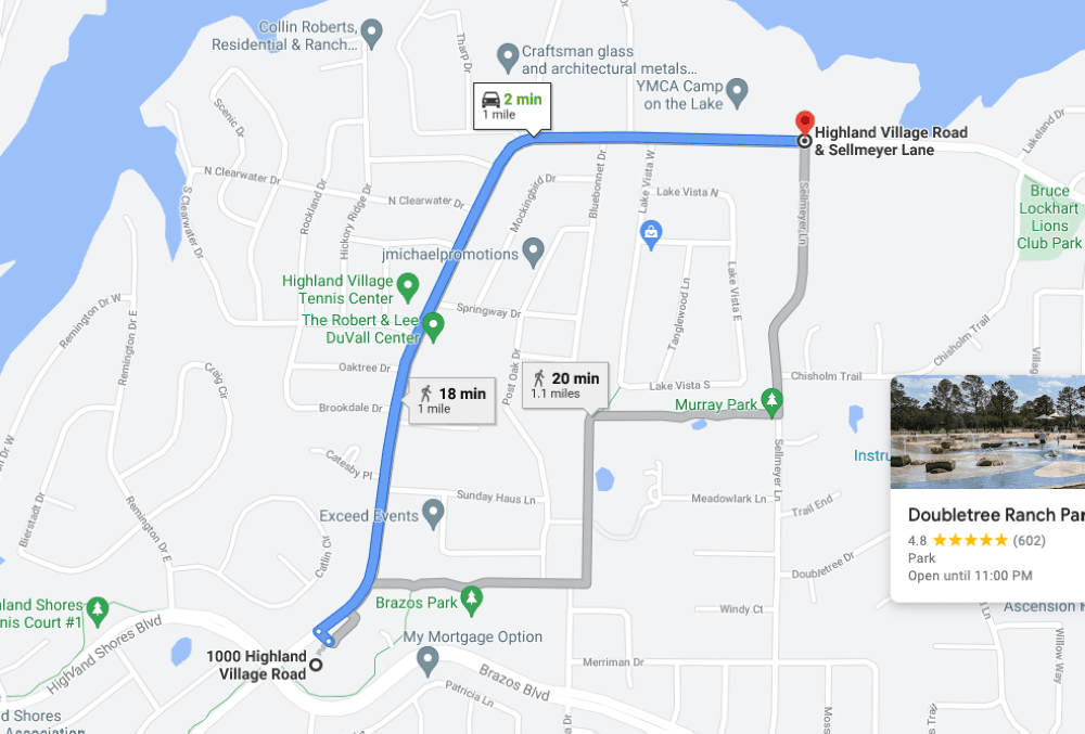 Sidewalks will be added along Highland Village Road from the Highland Village Municipal Complex to Sellmeyer Lane.