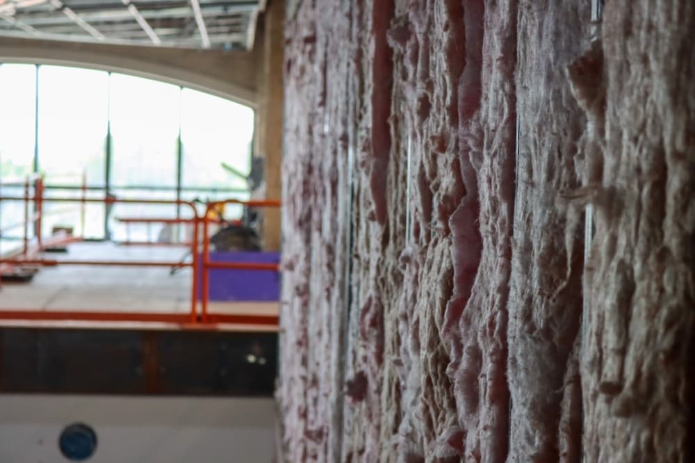 Insulation can be visible in places as construction at UNT at Frisco progresses. (Grant Johnson/Community Impact Newspaper)