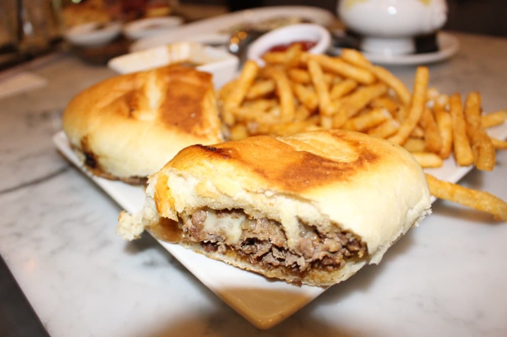 The French dip sandwich ($22) is one of the more popular items at J.Theodore. (Miranda Jaimes/Community Impact Newspaper)