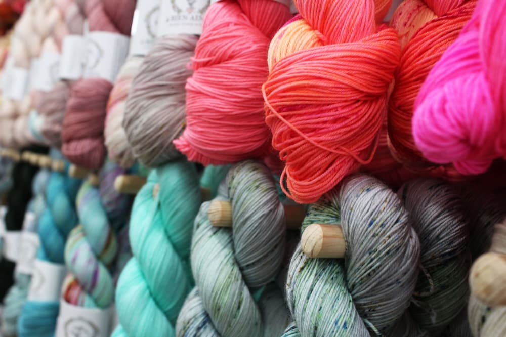 Hayes describes the shop’s yarn as “upper-end.” It is hand-dyed and comprised of mostly natural fibers. (Karen Chaney/Community Impact Newspaper)