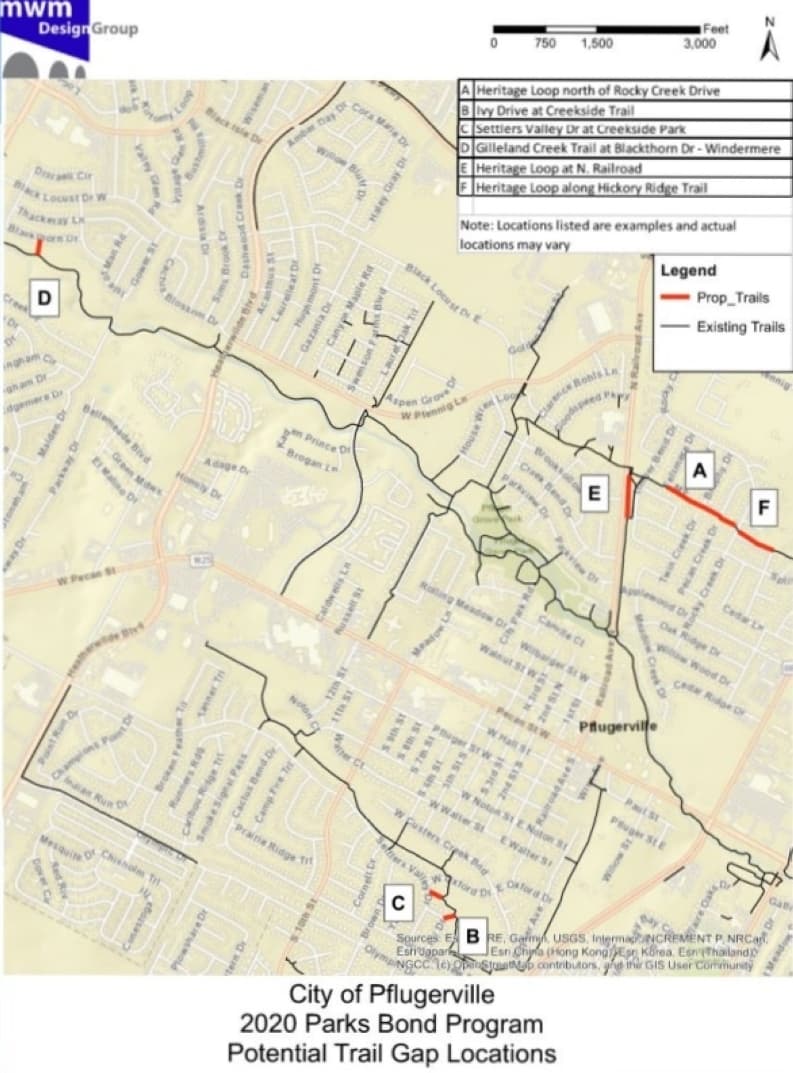 Map of proposed trail improvements
