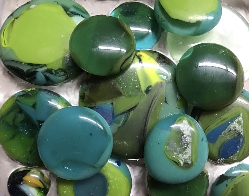 Fused glass “seeds” Sonnenberg will invite the public to create are seen.(Photos Courtesy Dianne Sonnenberg/Community Impact Newspaper)