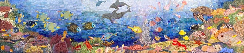 “Treasures from the Gulf” is a 72-square-foot, three-panel mosaic mural Sonnenberg created for a pediatric surgical waiting room in a Houston hospital. (Photos Courtesy Dianne Sonnenberg/Community Impact Newspaper)