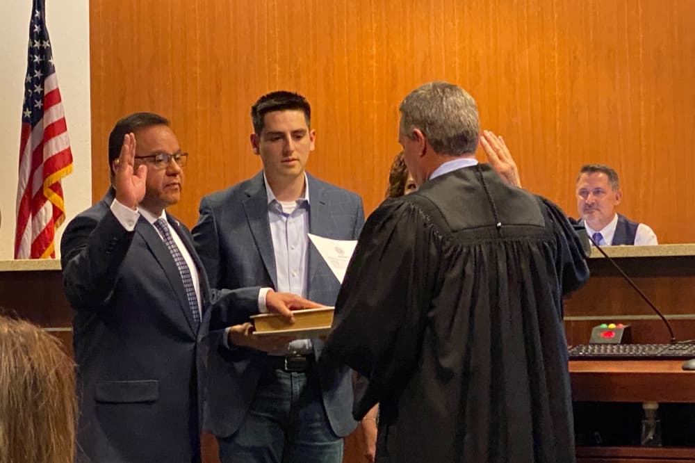 Round Rock City Council Members Hilda Montgomery and Rene M. Flores took their oaths of office May 26 following re-election. (Brooke Sjoberg/Community Impact Newspaper)