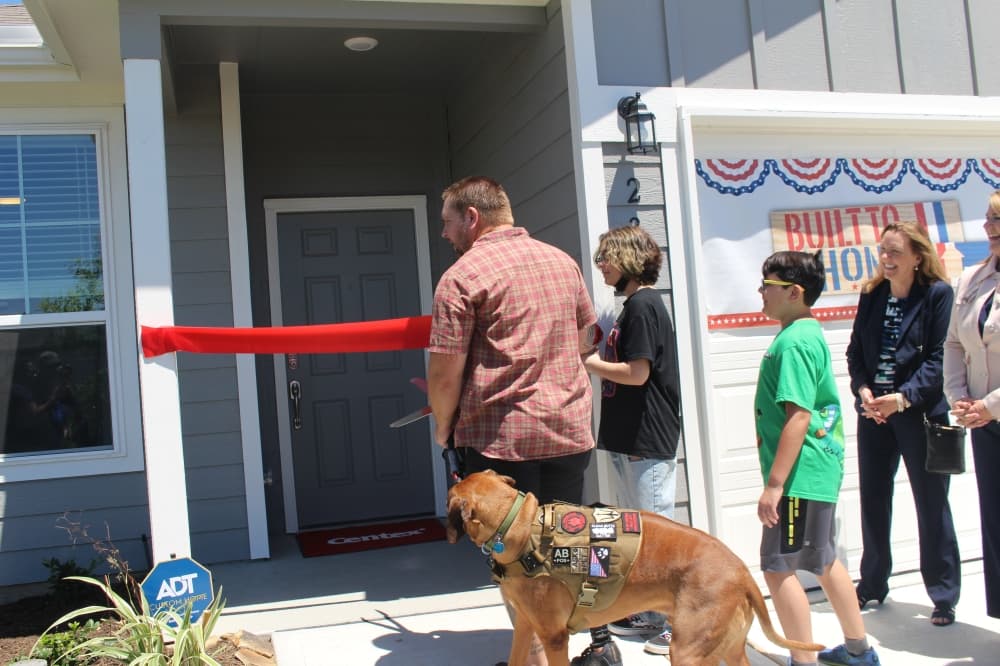 Army Sgt. James Ford saw his mortgage-free home in the Hockley area for the first time May 26. (Kayli Thompson/Community Impact Newspaper)