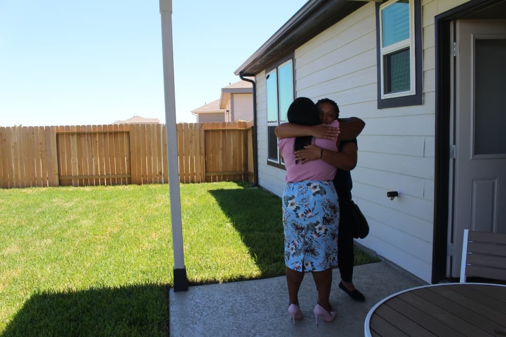 Army Spc. Kisha Dorsey saw her mortgage-free home for the first time May 26. (Kayli Thompson/Community Impact Newspaper)