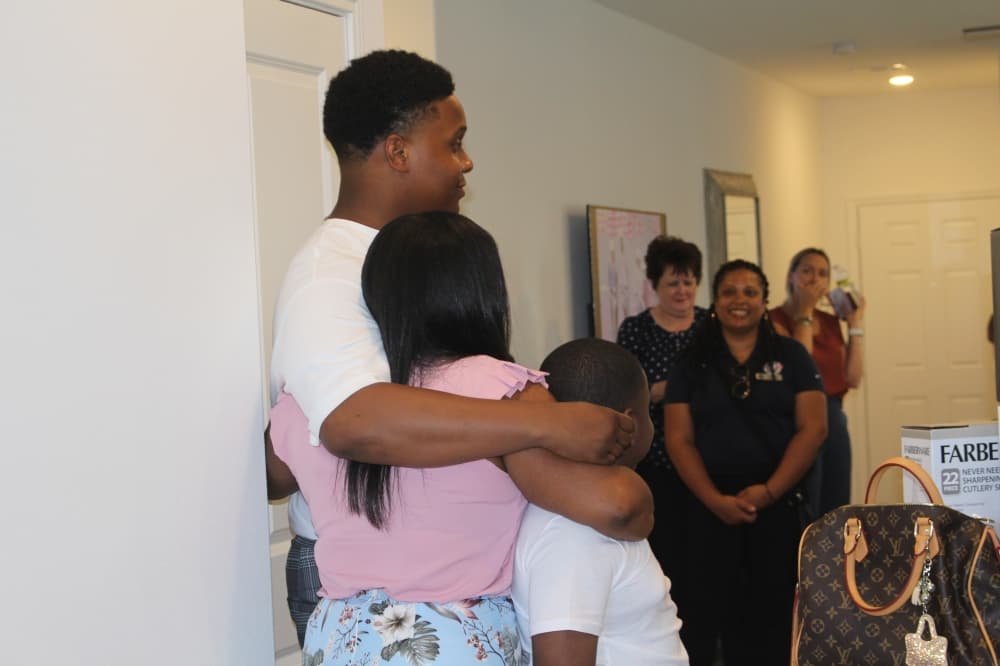 Army Spc. Kisha Dorsey saw her mortgage-free home for the first time May 26. (Kayli Thompson/Community Impact Newspaper)