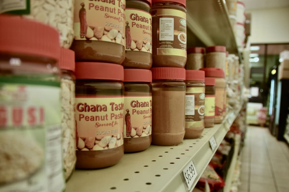 
Hard-to-find African shelf staples are offered at the market. (Photos by Amber Friend/Community Impact Newspaper)
