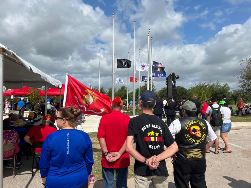 Dozens of veterans and their families attended the Round Rock Memorial Day event. (Joe Warner/Community Impact Newspaper)