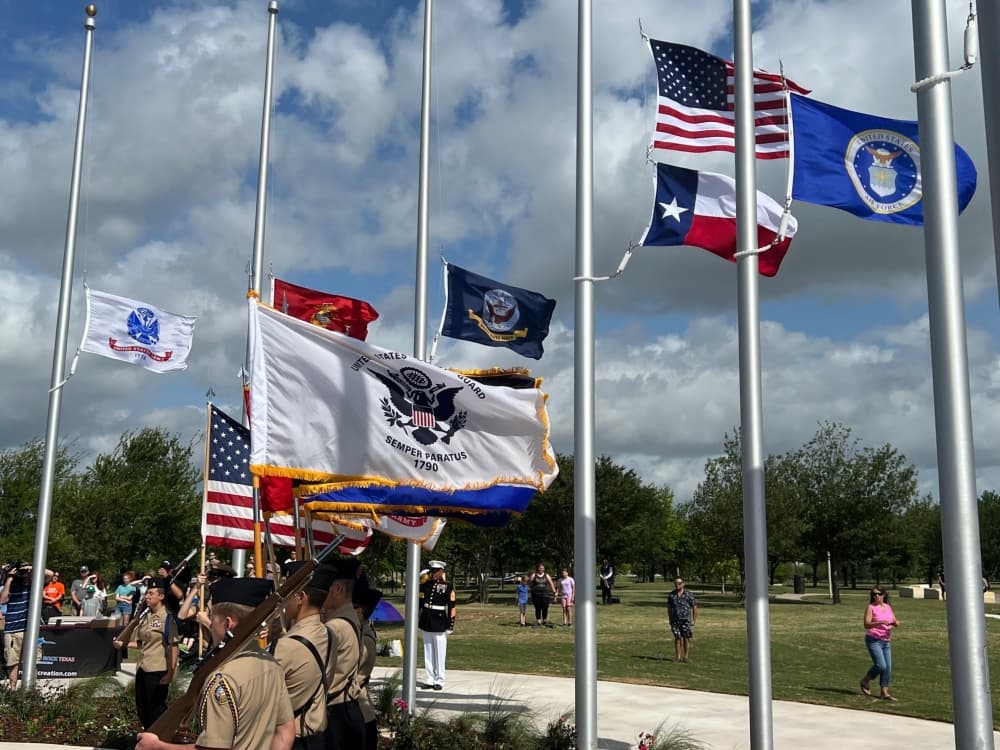 It was a windy morning for Memorial Day ceremonies. (Joe Warner/Community Impact Newspaper)
