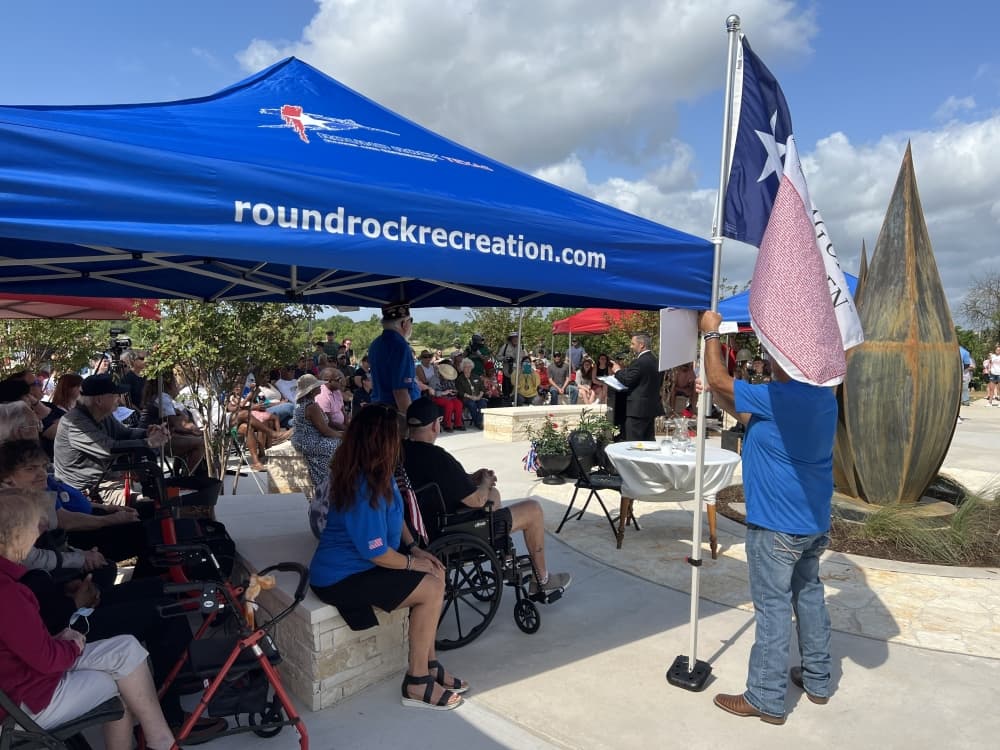 Dozens of veterans and their families attended the Memorial Day ceremony in Round Rock. (Joe Warner/Community Impact Newspaper)