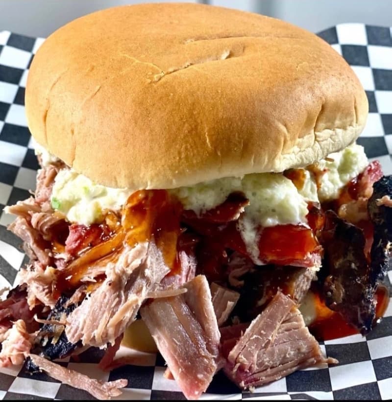 The Chopped Beef Brisket Sandwich is a large entree. (Courtesy Earnest B's BBQ & Catering)