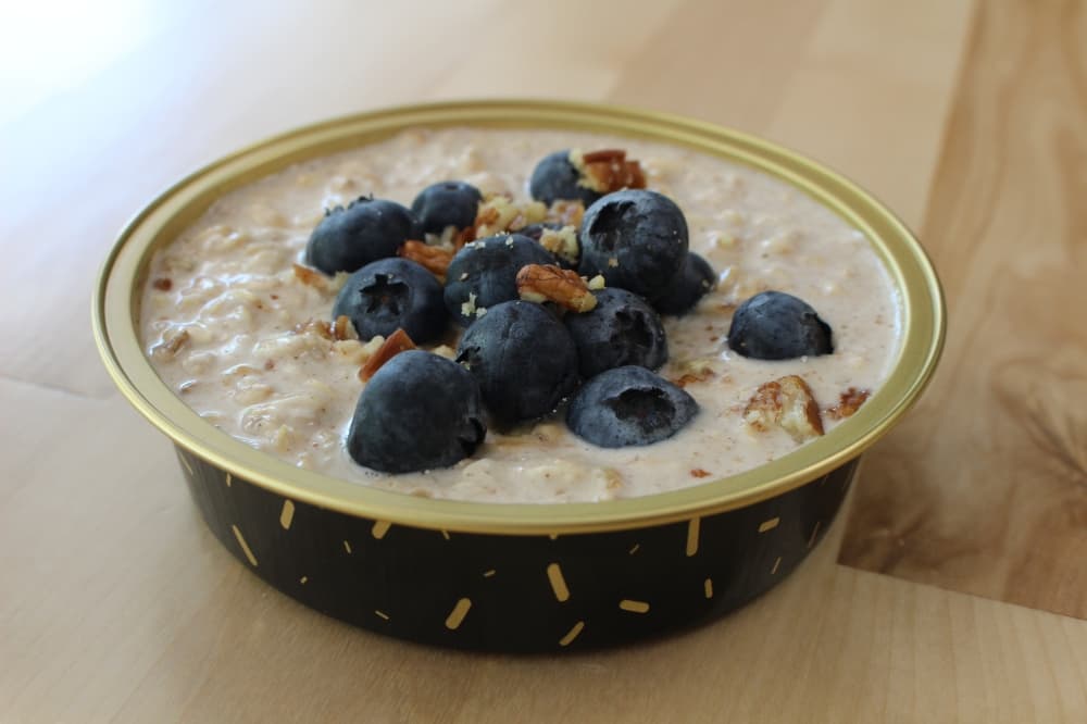 Overnight oats ($4) is available for a breakfast option at Conduit Coffee. (Andrew Christman/Community Impact Newspaper)