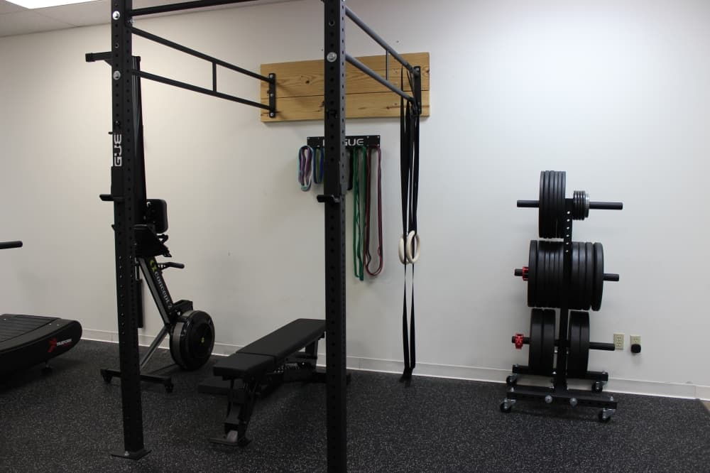Weights are used for performance-based physical therapy at PeakRx.