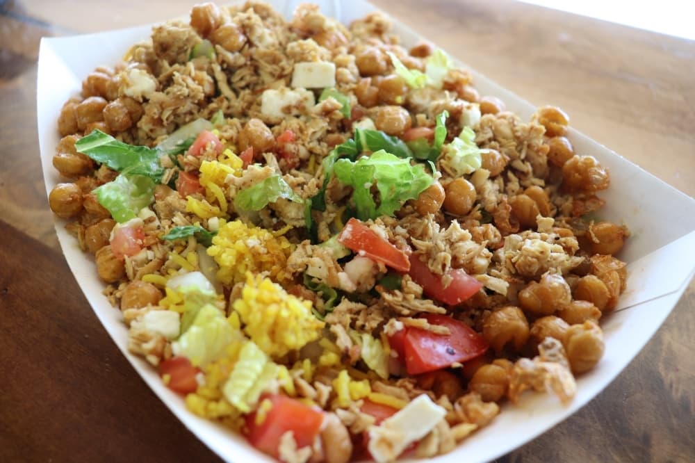 The shop also serves Mediterranean dishes, such as the Chicken Shawarma ($10.99) rice bowl served with vegetables, cheese and a garlic, tzatziki, ranch or tahini sauce.