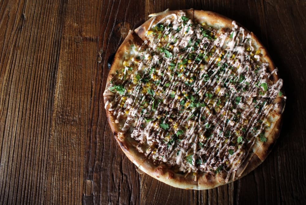 The Mexican elote pizza.