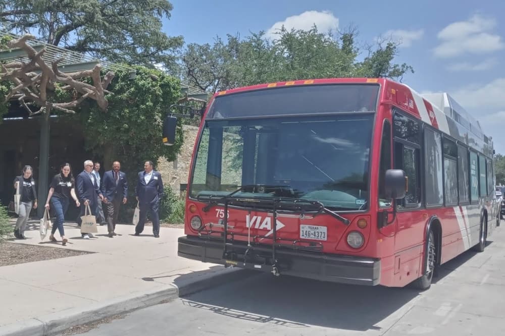 Attendees of San Antonio Mobility Coalition’s State of Transit luncheon stream out of the Witte Mays Family Center on June 17. VIA Metropolitan Transit President/CEO Jeff Arndt spoke at the luncheon about the agency’s mass transit projects. (Edmond Ortiz/Community Impact Newspaper)