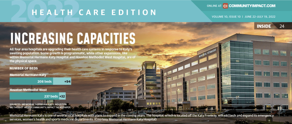 Memorial Hermann Katy Hospital and Houston Methodist West Hospital both will undergo physical expansions in an effort to keep pace with Katy-area growth. 