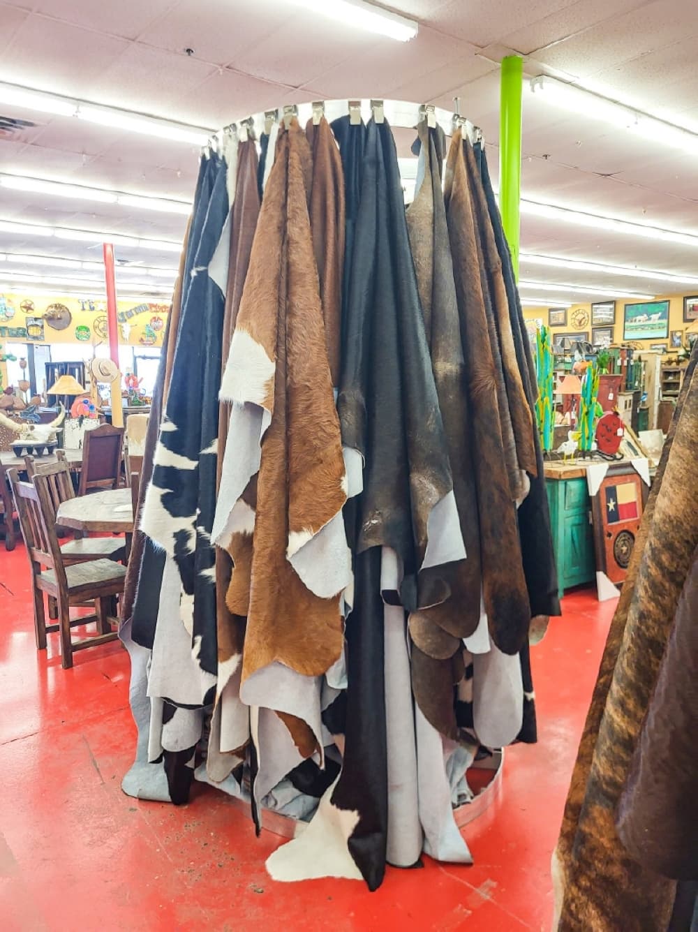 Customers can find authentic cowhides on display at Casa Decor. 