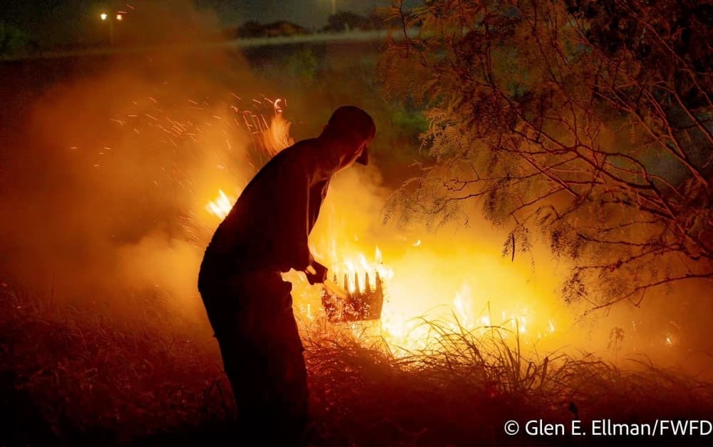 Fort Worth Fire Department photographer Glen E. Ellman documented many of the grass fires reported on July 4. (Courtesy Glen E. Ellman/Fort Worth Fire Department)
