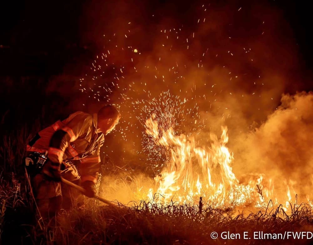 Fort Worth Fire Department photographer Glen E. Ellman documented many of the grass fires reported on July 4. (Courtesy Glen E. Ellman/Fort Worth Fire Department)