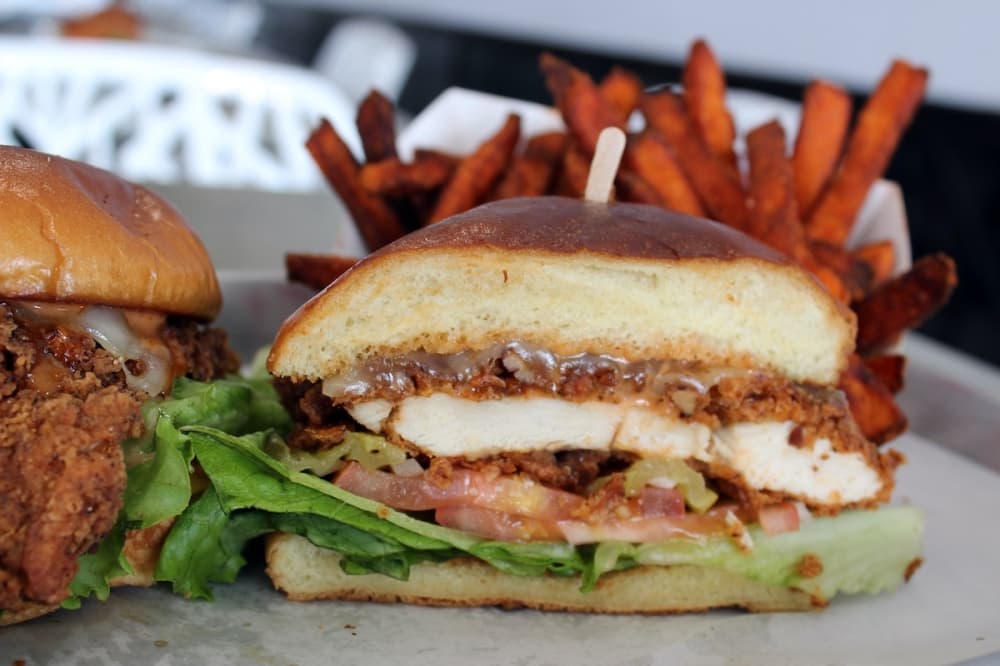 The pecan-crusted chicken sandwich.
